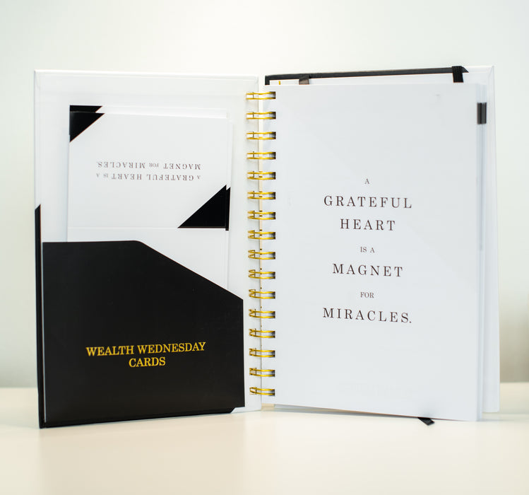 Gratitude Journal (with 12 Pack of Wealth Wednesday Cards Included)